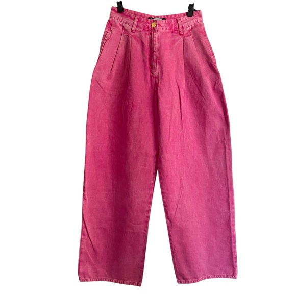 Jacquemus La Montagne Size Medium Hot Pink Barrel Leg Jeans